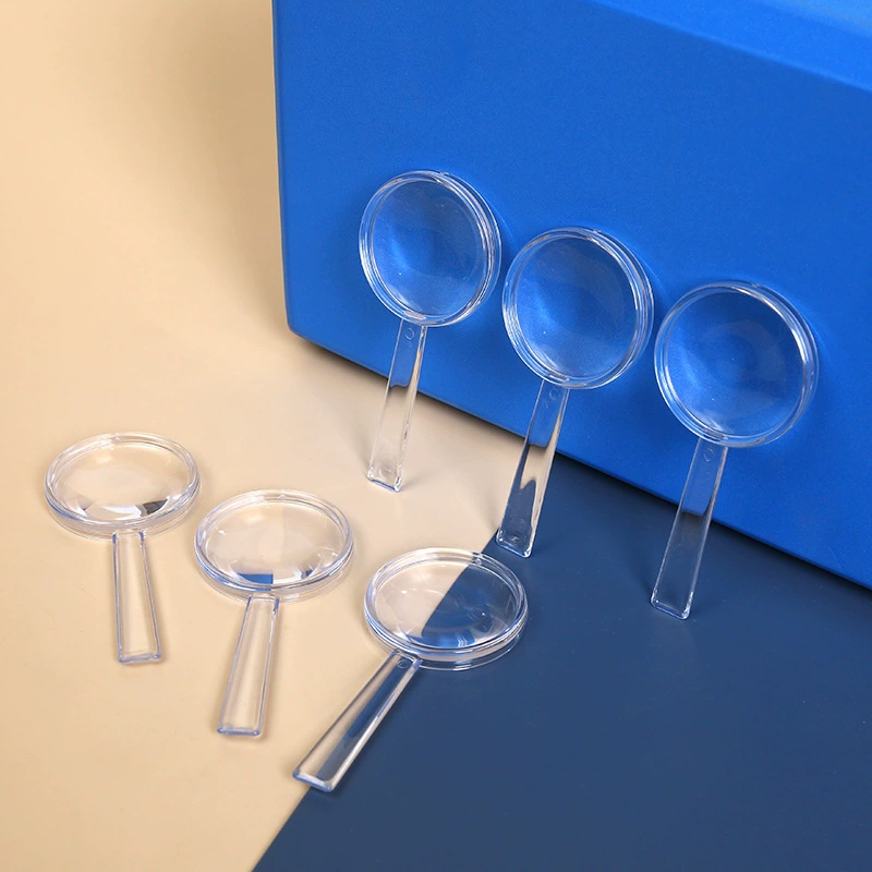 Пластиковая 40 мм Ручная Лупа с прямой ручкой, прозрачная интегрированная прямая ручная детская лупа для науки и образования