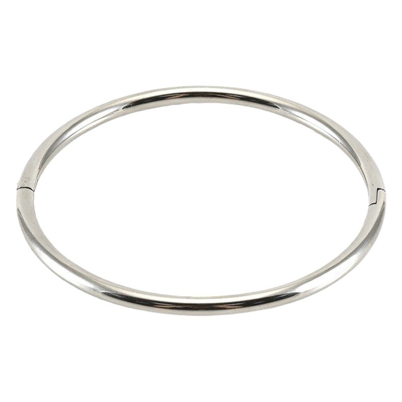 Pulsera redonda de acero de titanio con anillo liso y brillante, diseño de nicho simple, pulsera versátil de acero inoxidable, joyería de mano que no se decolora