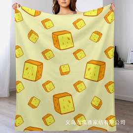 法兰绒美味的切块奶酪盖毯青少年男孩女孩成人柔软温暖有趣的食物