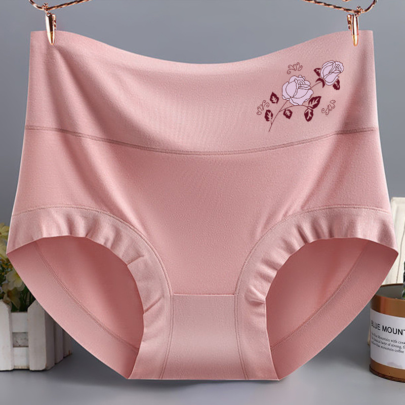 女性パンツモーデール高腰抗菌プリント大サイズの腹を閉じた三角パンツ太ったmm中高年ママパンツ|undefined