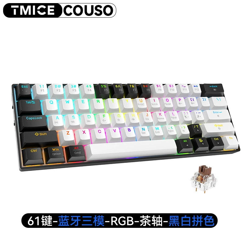 Механическая клавиатура TMICE CX61, Bluetooth 3-режимная, 61 клавиша, RGB, варианты переключателей Tea/Red