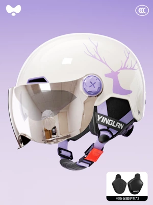 Safety Helmet: Motosiklet kaskı (dəbilqə) - 3c-white-elk-electroplated-internal-and-external-dual-mirrors-removable-ear-protection-for-all-seasons-one-size-fits-all