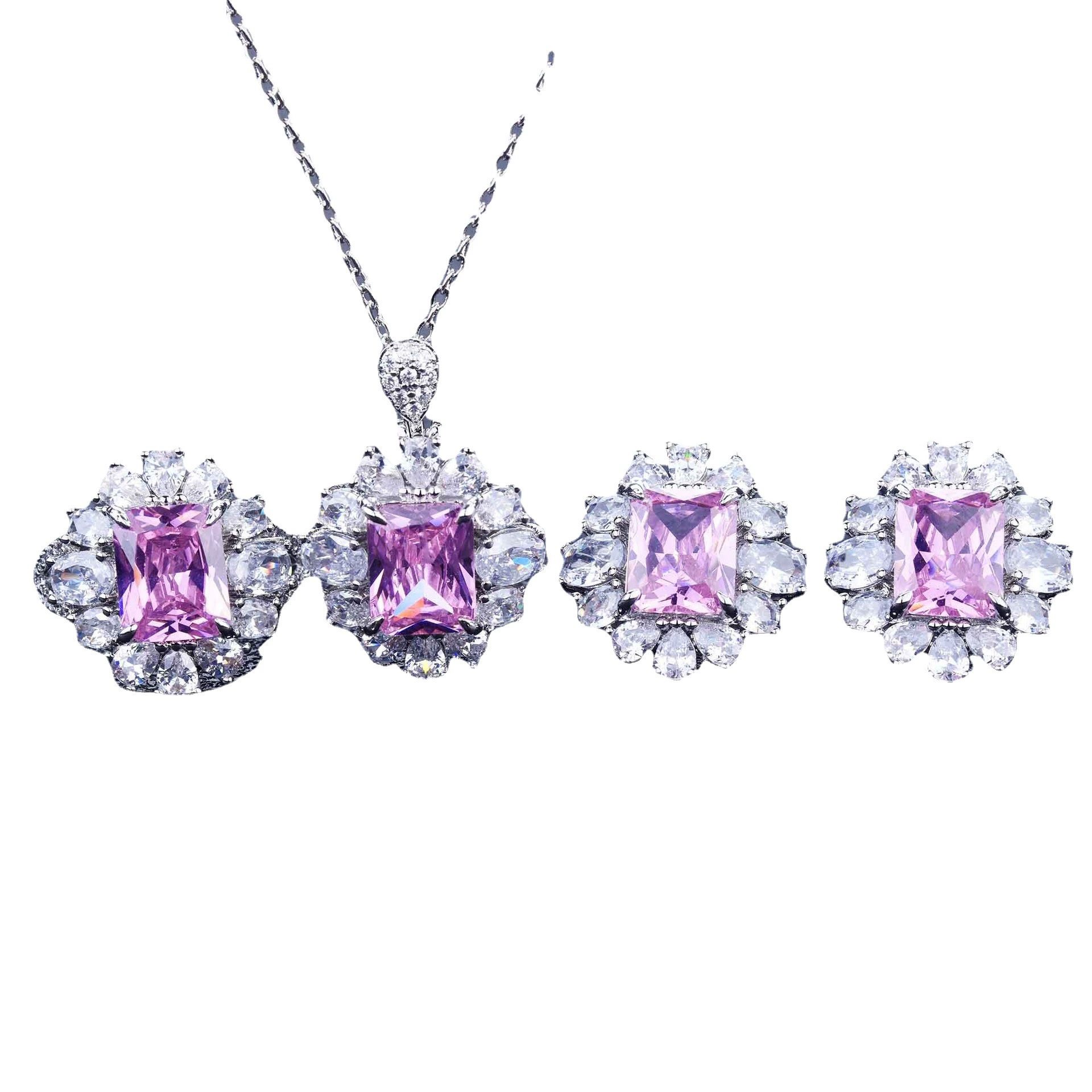 Net Red Live Caibao Set Astche Huang Diamond Topa Blue Agel Powder Diamond Ring Earrings Earrings Pendant Female