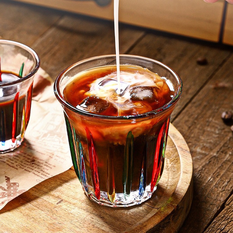 Taza de café pintada vidrio templado pintado a mano bombarderos americanos coloridos retrógrados transparentes sucios Latte Australia