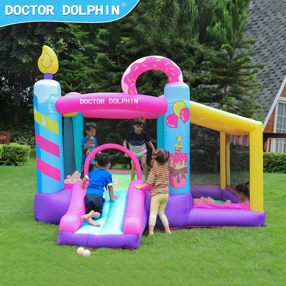 Castillo Inflable Infantil Doctor Dolphin, Mini Casa, Trampolín Pequeño, Tobogán, Área de Juegos Interior, Castillo Inflable