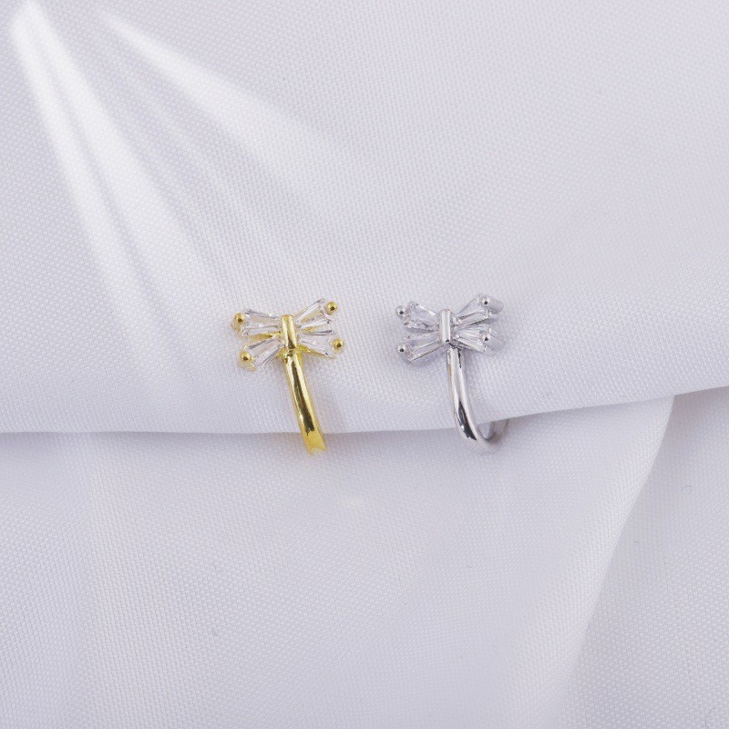 Butterfly Shape CZ Nose Clip No Piercing Fake Nose Stud Zircon Nose Ring 18K Gold Plated detail image 7