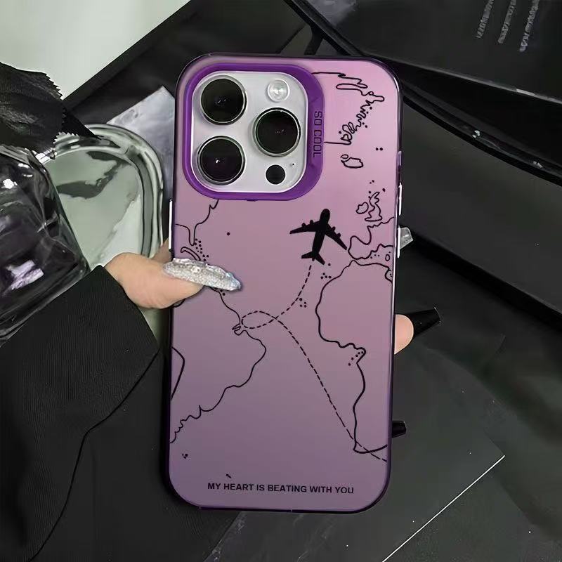Nuevo diseño de funda para teléfono con mapa de avión, compatible con iPhone 17, Apple 16 Pro Max/15 a prueba de golpes, 14 Pro, 13, estilo europeo y americano.