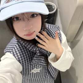 美式格子无袖羽绒棉服马甲女秋冬2025年新款叠穿宽松马夹背心外套