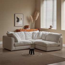 北欧全拆洗沙发小户型客厅奶油系布艺羽绒组合懒人风超宽超软沙发