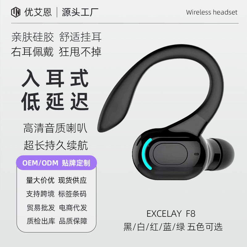 Transfronterizo Excelay F8 auricular Bluetooth Deportes oreja colgando anti-perdida color en la oreja tapones para los oídos inalámbricos fuente de fábrica