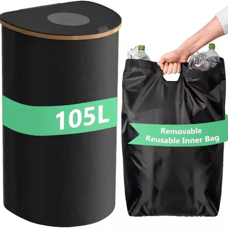 Cross-Border Large-Capacity Plastic Glass Bottle Recycling Box Removable Inner Bag with Lid Dirty Clothes Basket Foldableing Waterproof Storage Box