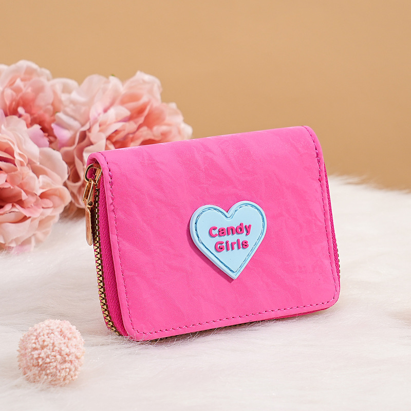 New Cross-Border Zipper Wallet Candy Girl Fashion Cute Multi-Card Slot Women's Coin Purse Wallet Sweet Short Clip