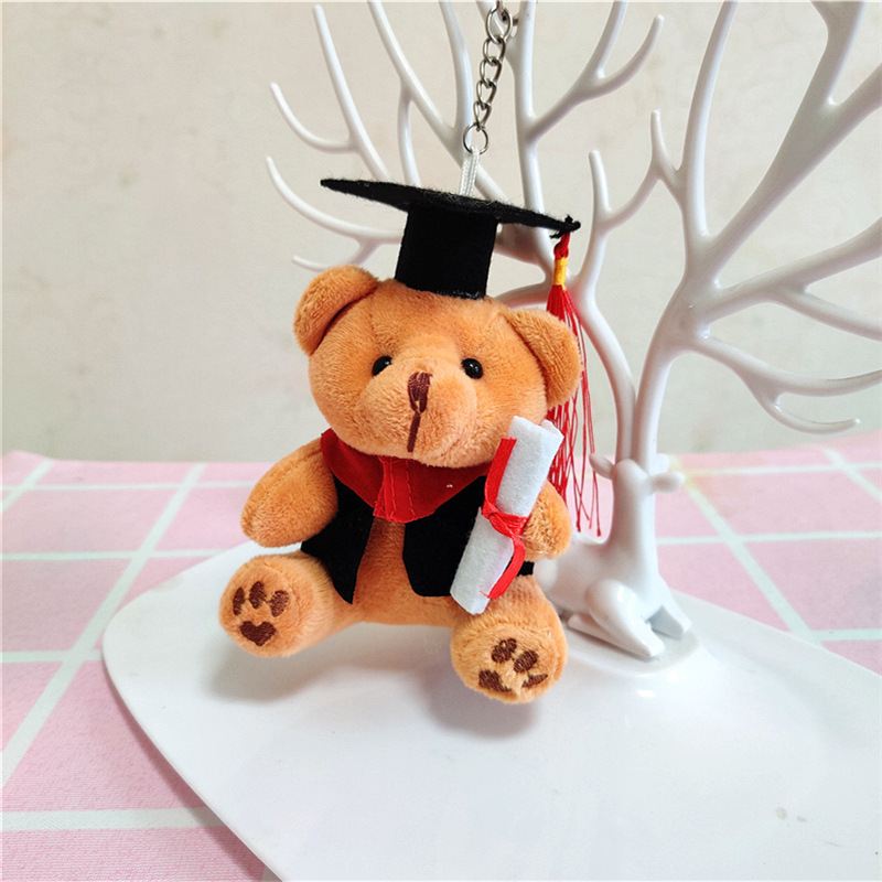 Médico de dibujos animados oso de peluche de juguete de lectura oso muñeca llavero colgante estudiante graduación Memorial pequeña muñeca de regalo