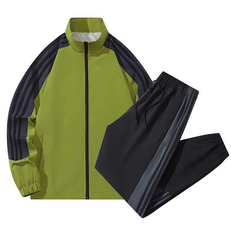 Primavera y otoño transfronterizos tres barras set de ropa deportiva para hombres chaqueta casual moda moda universal suelta personalizada dos piezas set