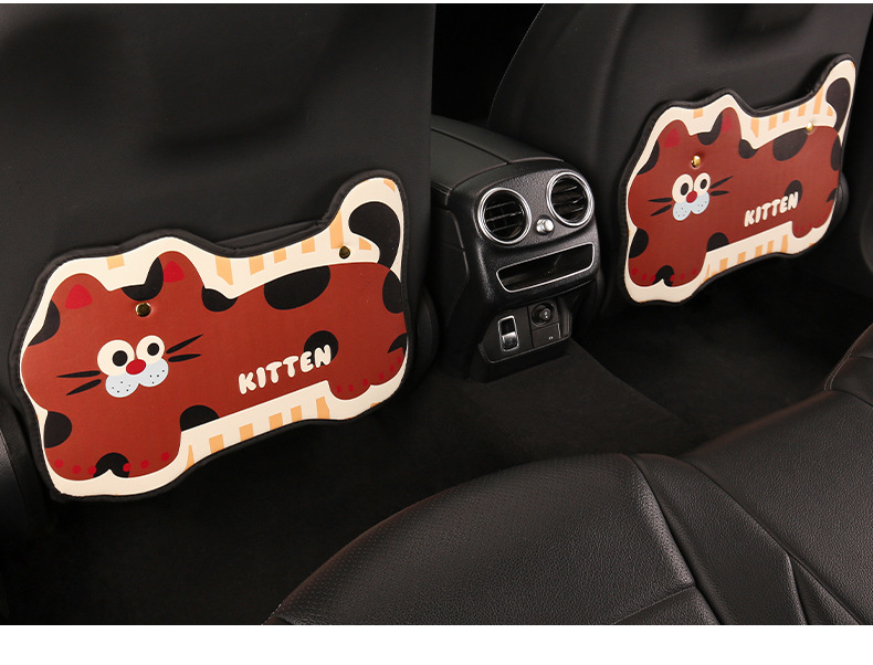 Kitten cute cartoon chair back anti-kick cushion car seat chair back anti-fouling cushion anti-dirty cushion back pocket suspension type