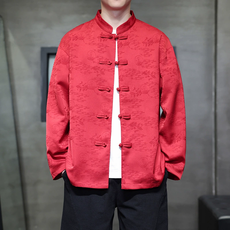 2025 Новый китайский стиль Мужская ретро рубашка на пуговицах Электронная коммерция Дропшиппинг