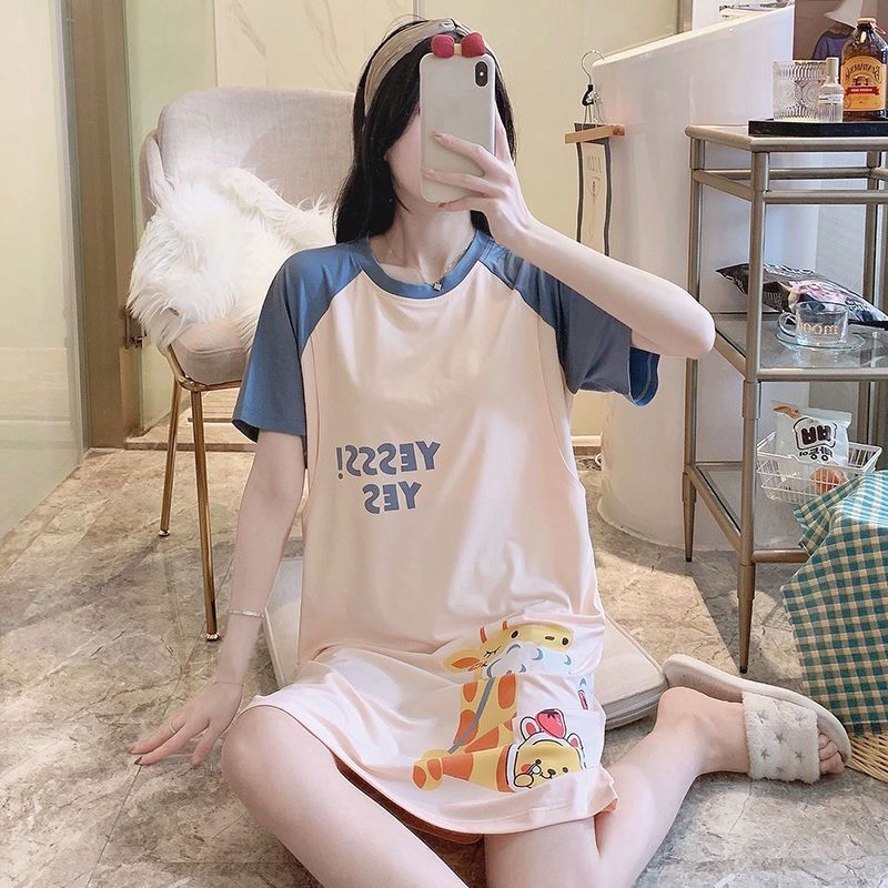 マタニティドレス授乳通気性夏半袖パジャマ授乳ネグリジェ吸汗性産後服産後薄い夏|undefined