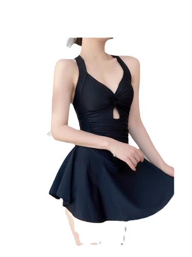  New Swimsuit Women's One-piece Skirt Style Small Breast Fresh Gathered Large Size Conservative Slim Belly Covering Hot Spring Square Angle