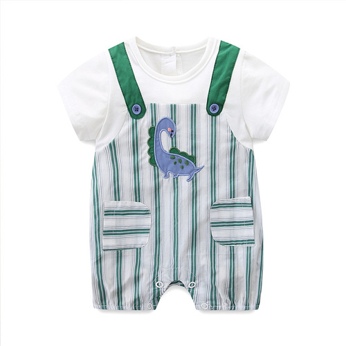 idea new summer style baby boys and girls cute striped jumpsuit suspender short-sleeved baby rompers 2802