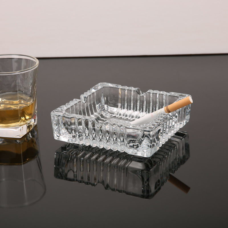 Cheap cubic cylinder transparent glass ashtray