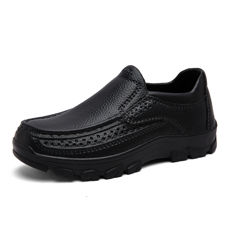 Popular Large-size Lightweight Casual Leather For Men, Oil-resistant And Slip-resistant Chef Cross-border Slip-on_vogvips.com