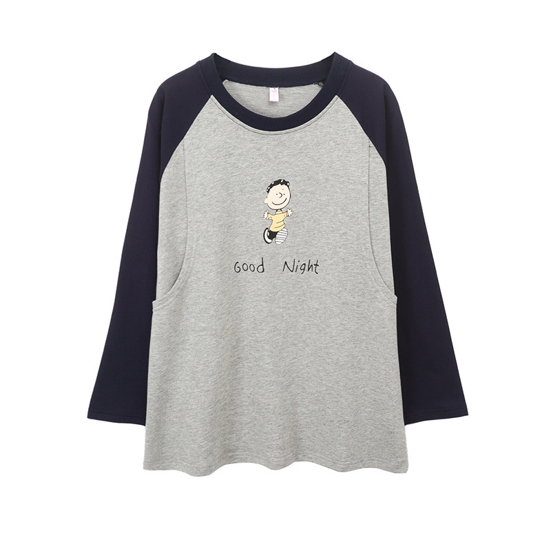 授乳服上着純綿外出春秋金産後期授乳服tシャツ妊婦長袖衛衣辛口パジャマ|undefined