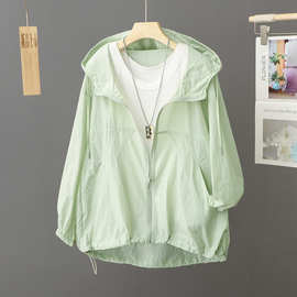 2026爆款纯色连帽防晒衣夏季户外轻薄透气宽松开衫防紫外线短外套
