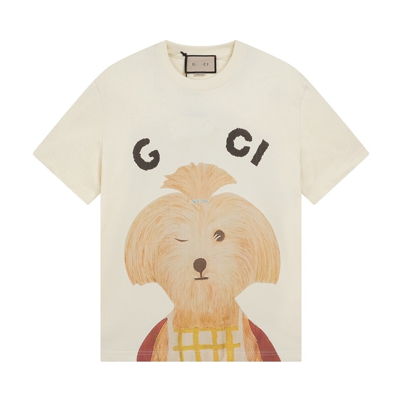 GU GU ハイバージョン クロスボーダー 25SS 新作 子犬 アニマル柄シリーズ プリント 半袖 Tシャツ カップル 万能|undefined