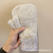 【出俄罗斯订单】加绒加厚保暖包指手套男女情侣连指兔毛学生手套