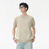 ZY8116-MM简约高级感上衣宽松休闲T恤美式假两件短袖针织衫，男装针织衫/毛衣，星座614