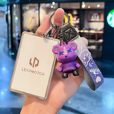 Cover C10C11 Smart Nfc Sensor: Car key bag - leapmotor-c-series-card-key-single-shell-white-purple-violent-bear-keychain