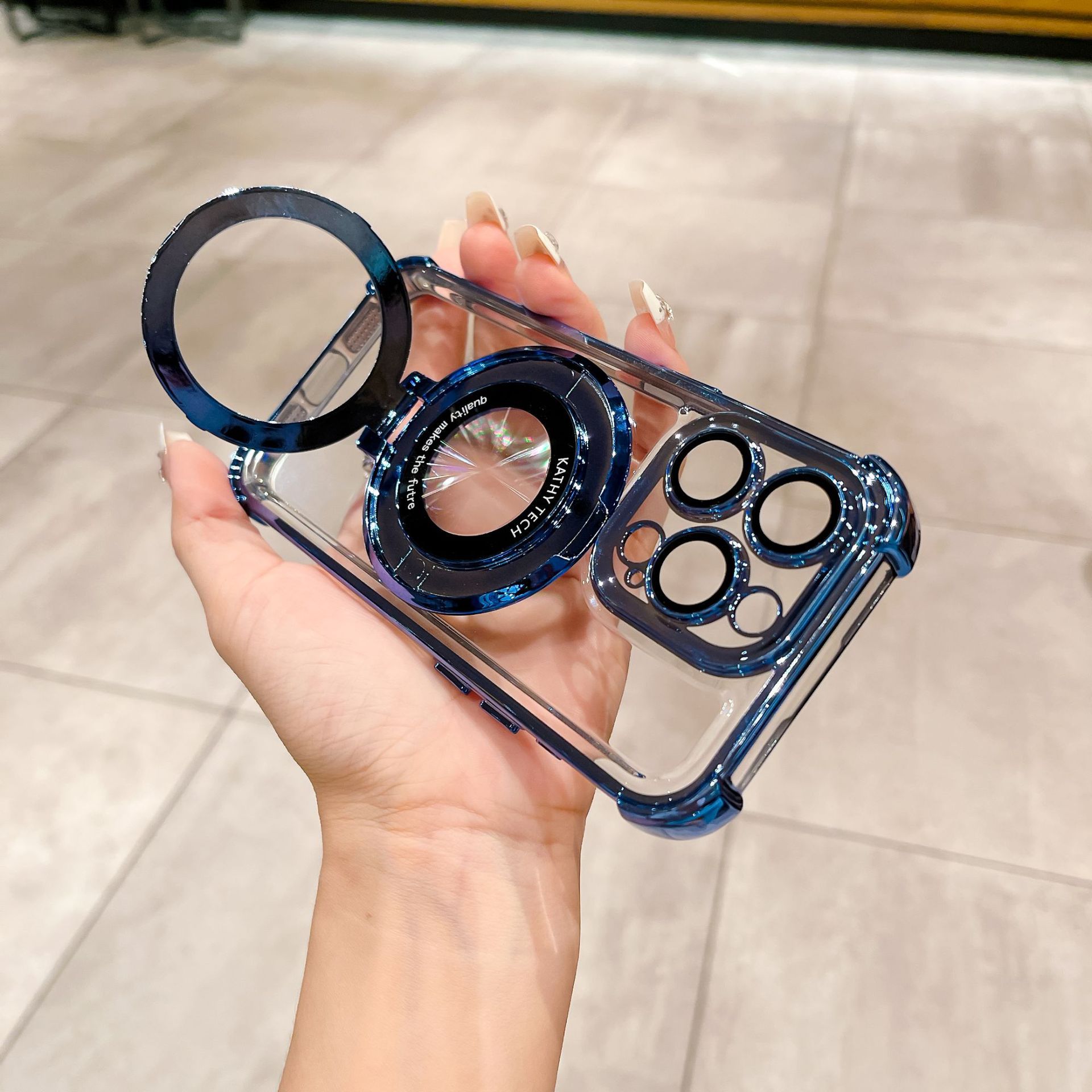 Soporte Magnético para Lupa Compatible con Funda para iPhone 17 PRO, Funda Anti-Caídas con Cuatro Esquinas de Protección y Purpurina para Apple 16