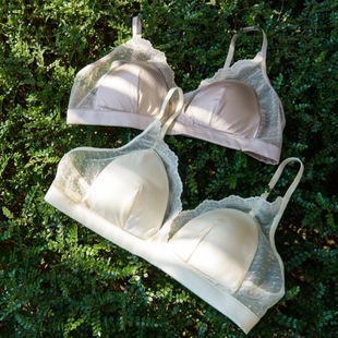 JCSILK Starry Sky Point Yarn French Triangle Cup Mulberry Silk Bra Thin Small Chest Not Empty Cup Silk Underwear