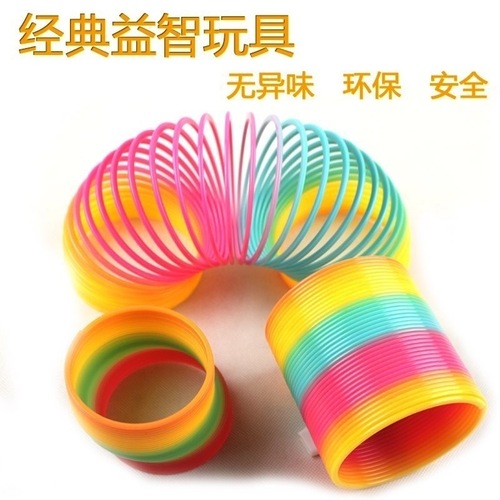 Manufacturer wholesale creative plastic elastic spring colorful red circle mesh magic large rainbow circle educational toy stall