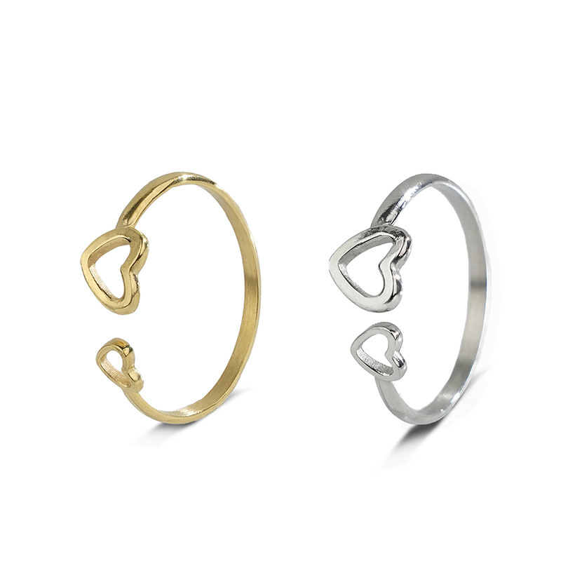Sweet Heart Shape Stainless Steel Open Ring 1 Piece