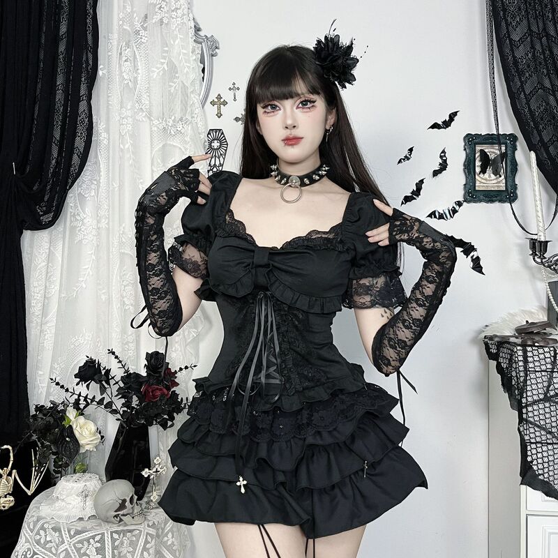 XS25062 Diablo Gothic Style Sub-culture Strap Girl Shirt Diablo New Sexy Spice Girl All-match Top XS25062 Diablo Gothic Style Sub-culture Strap Girl Shirt Diablo New Sexy Spice Girl All-match Top