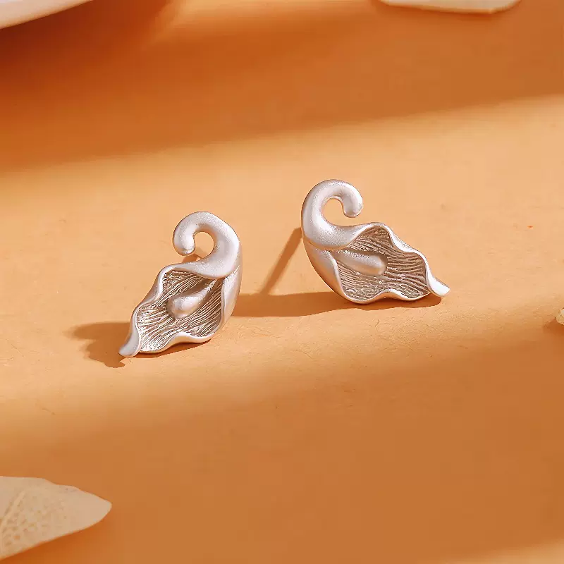 S925纯银磨砂哑光拉丝天鹅耳钉女高级中国风情人节耳饰品批发代发
