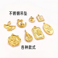 新品現物insステンレスペンダントチタン鋼真空電気18k金水滴桜月ブロックペンダント