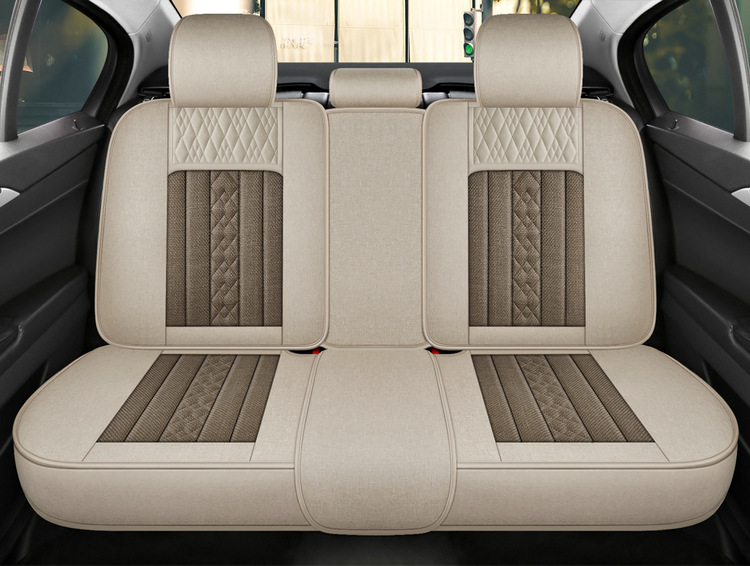 2025 Linen Car Cushion Four Seasons Universal Comfortable Breathable Fully Enclosed Fabric Seat Cover New Five-Seat Special