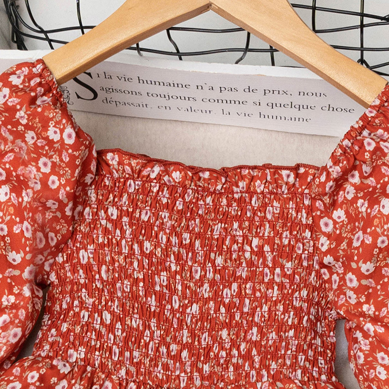 Girls Floral Long Sleeved Princess Dress Floral Autumn Outfit_voghion.com