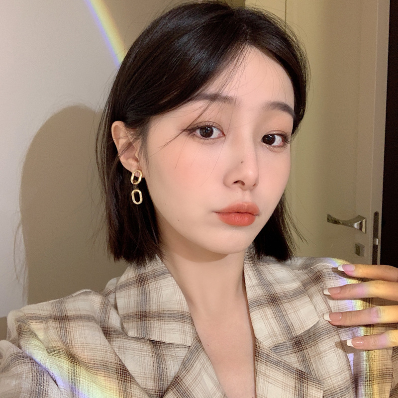 Earrings Classification Retro Amber Color Acrylic Metal Leopard Print Asymmetric Chain Earrings