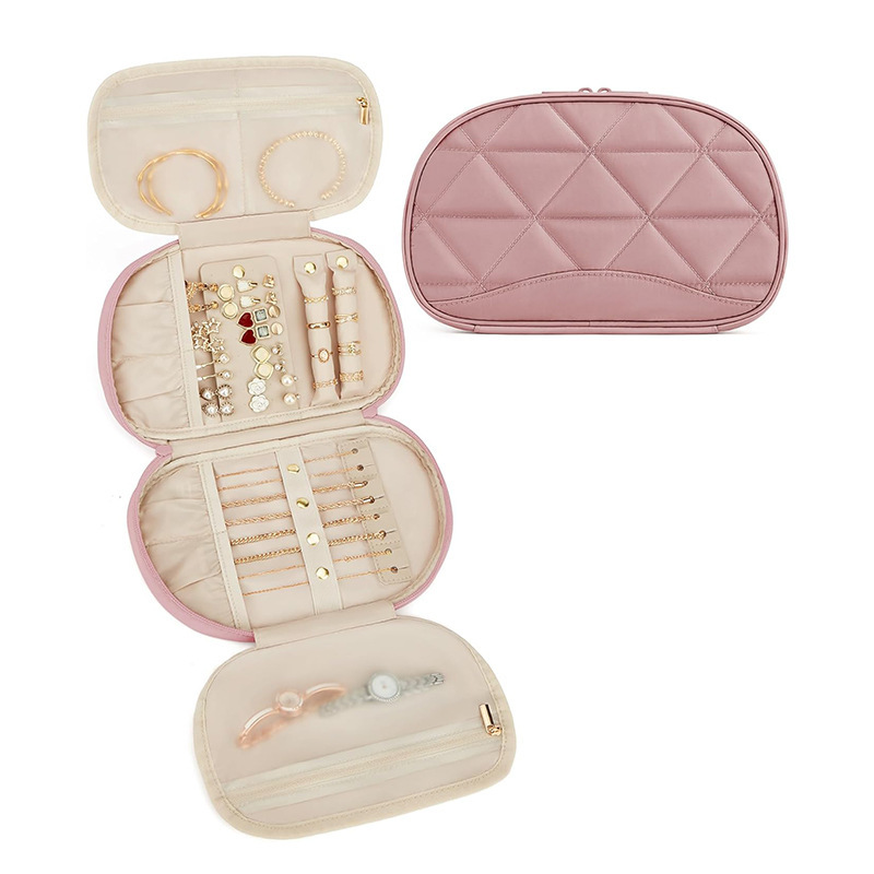 Nuevo bolso de joyería de viaje de Amazon, bolso de almacenamiento de joyas, caja de almacenamiento de joyas, rollo de almacenamiento, anillo, collar, pendientes