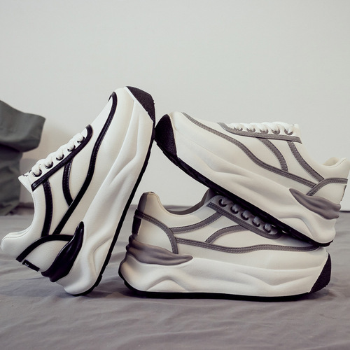 2024 Spring New Versatile White Shoes Women's Sports and Casual Dad Shoes Ins Trendy Thick Sole Internet Celebrities