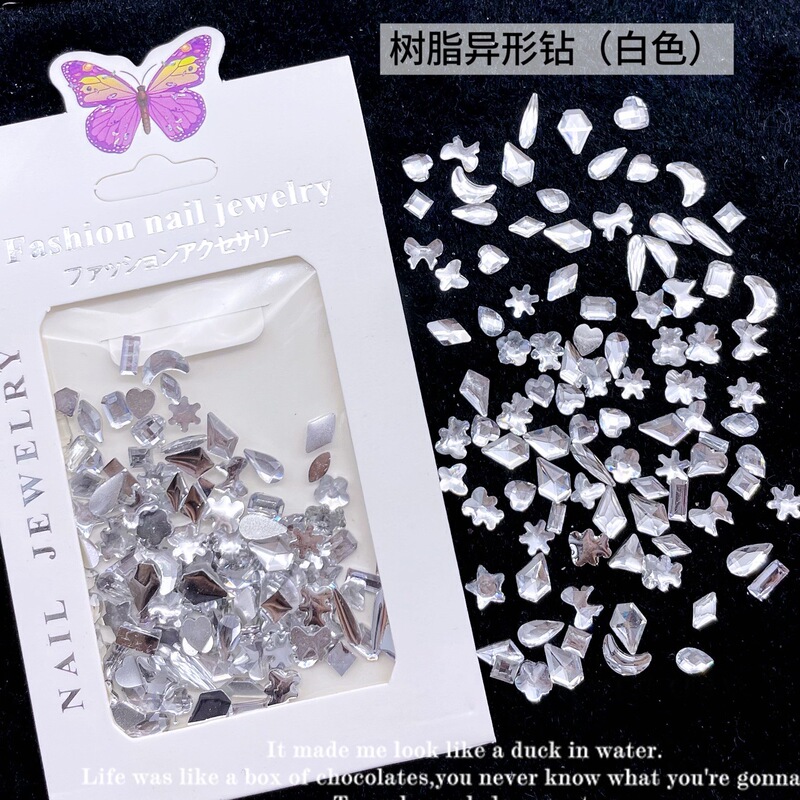 Cross border nail resin flat shaped drill acrylic flat shaped drill DIY nail decoration white champagne