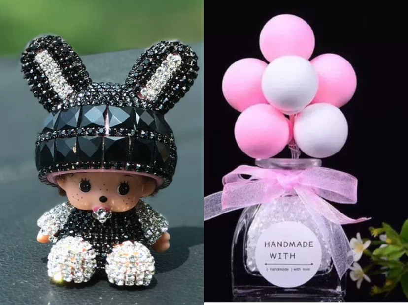 Adornos de coche accesorios de coche lindo creativo dibujos animados suministros de coche decoración femenina plástico belleza noche pensamiento