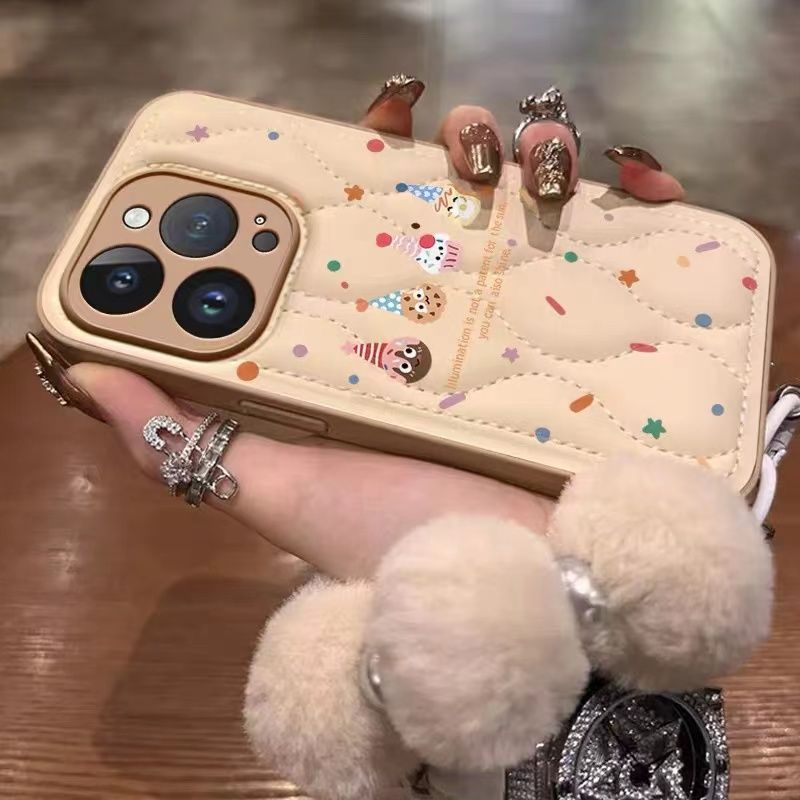 羽绒服曲奇饼干苹果16promax手机壳秋冬iPhone15防摔14挂绳13新款