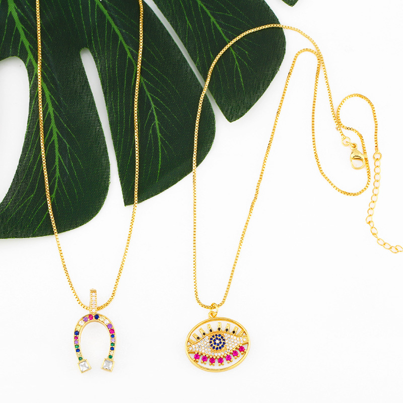 Fashion geometric emoji copper necklace wholesale