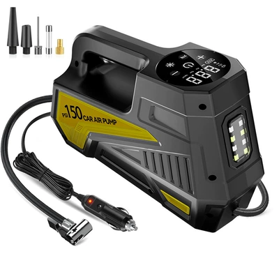 Car Air Pump 12V Portable Electric Air Pump Multi-Function Lighting High-Power Car Tire Pump (Hava nasosu) - 22-cylinder-air-pump-wired-digital-display-model-black-and-yellow