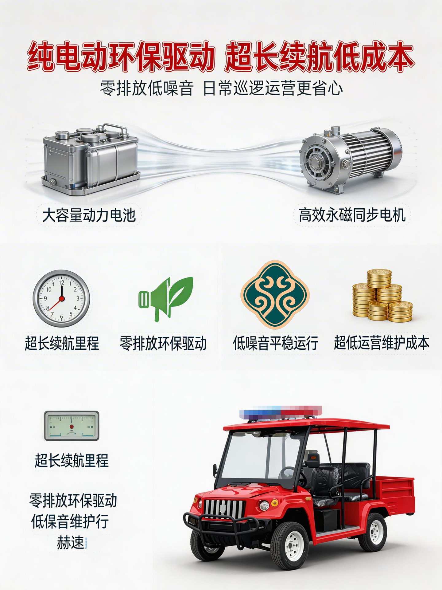 Four-Wheel Off-Road Pickup Patrol Vehicle, Electric Patrol Vehicle with Cargo Box, Electric Security Patrol Vehicle for Residential Areas and Industrial Zones