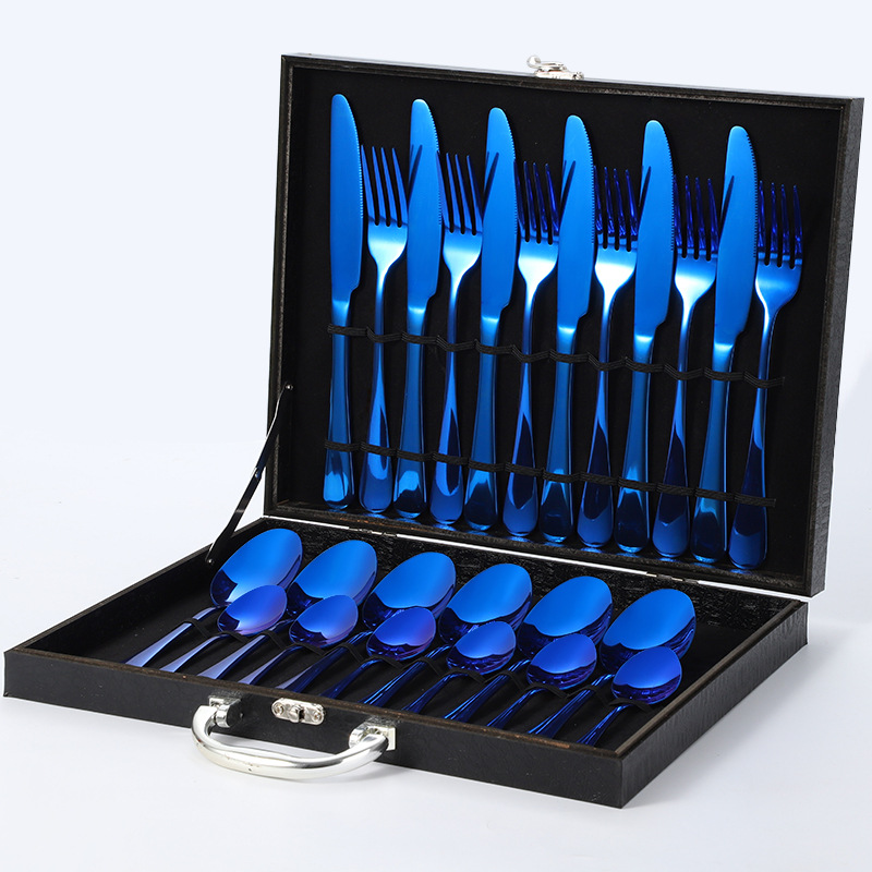 1010 블루 나이프, 포크, 스푼 24개(블랙박스)